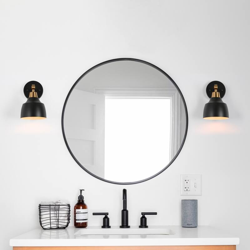 Malryn Modern Black Gold Bathroom Vanity Light Dome Wall Sconces