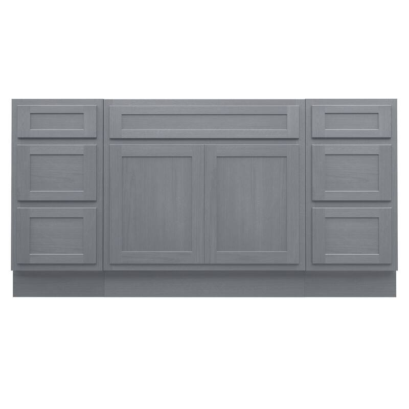 Vanity Art 66" Oak Freestanding Bathroom Vanity Cabinet without Top - Silver
