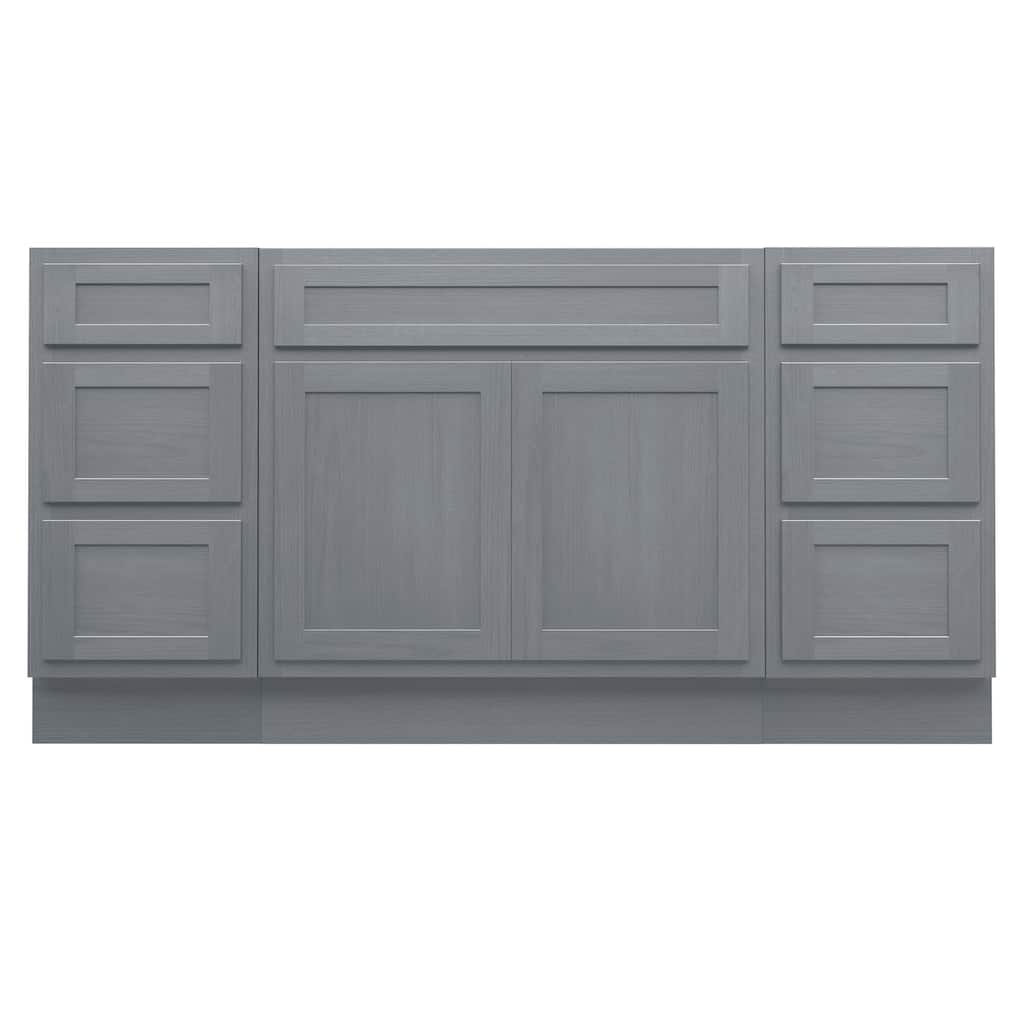 Vanity Art 66" Oak Freestanding Bathroom Vanity Cabinet without Top