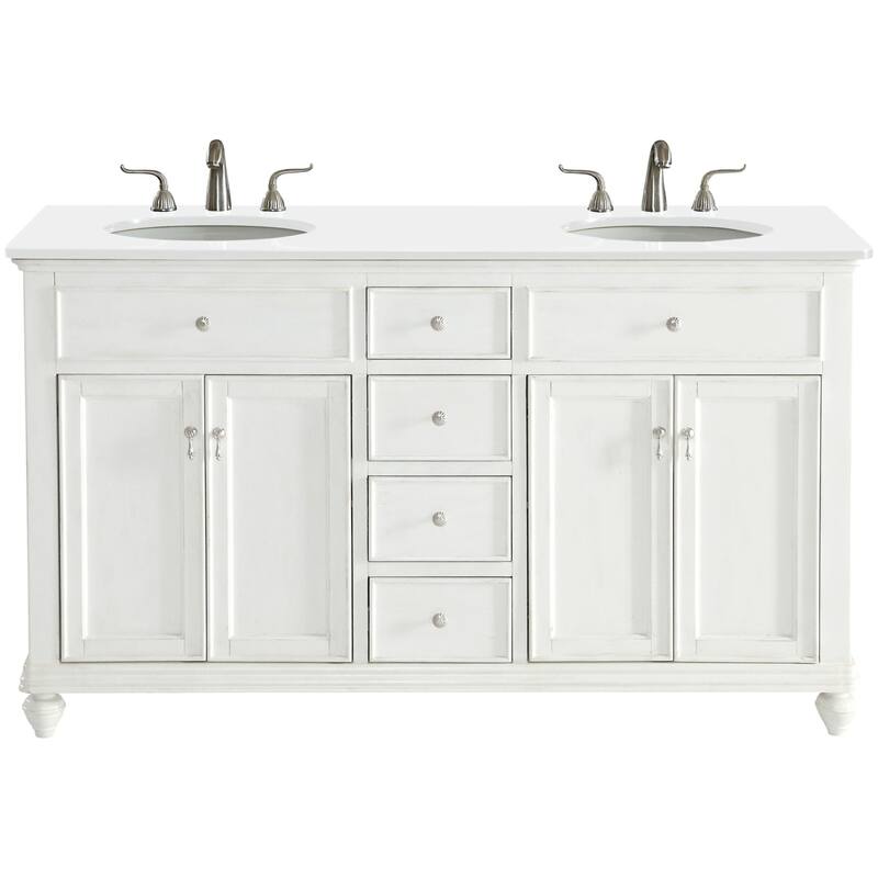 Elegant Lighting VF12360D-VW Otto 60" Free Standing Double Basin - Antique White