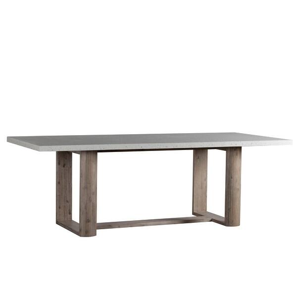 Kinsley IndoorOutdoor White Terrazzo and Acacia 91inch Rectangular