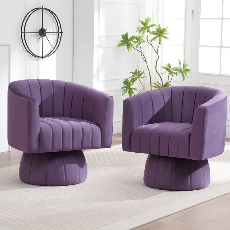 HOMYKA Swivel Accent Barrel Chair Cute Comfy Arm Chair Set 2