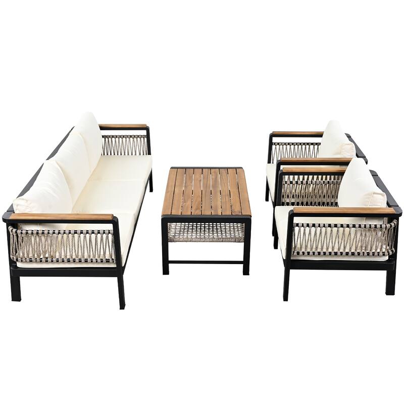 4-Piece Outdoor Sectional Sofa Set with Water-Resistant Cushions