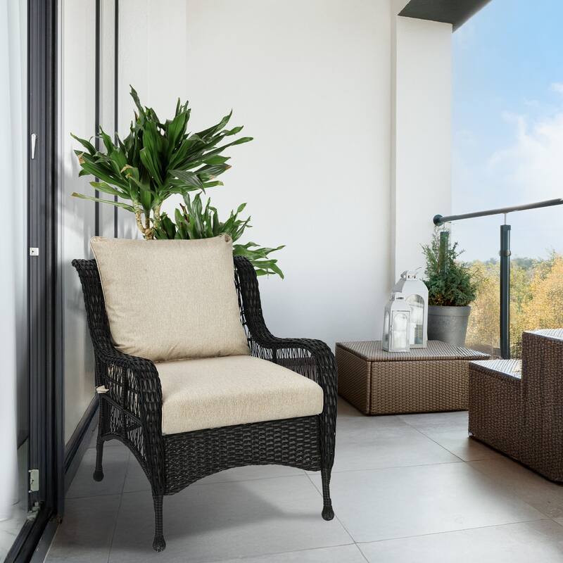 Aoodor Outdoor Deep Seat Cushion Set, Waterproof Patio Furniture Cushions with Adjustable Straps & Removable Cover