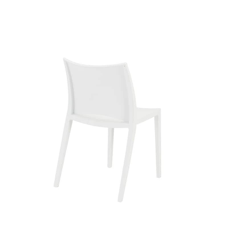 HomeRoots Set of Two White Heavy Duty Plastic Outdoor Stacking Dining Chairs