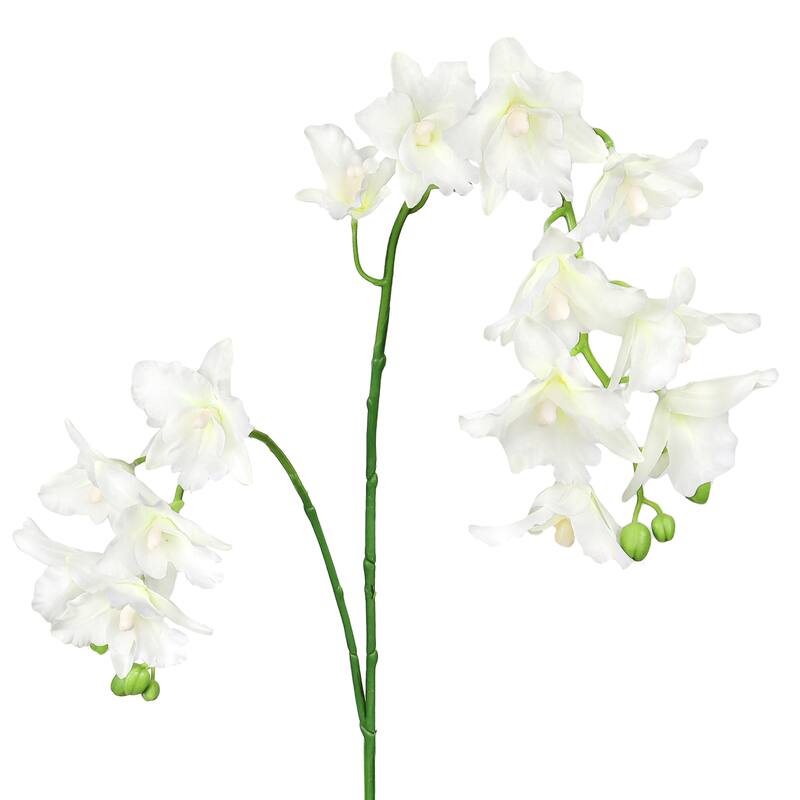 Set of 2 Cream White Artificial Cattleya Orchid Flower Stem Spray 35in - 35" L x 8" W x 4" DP
