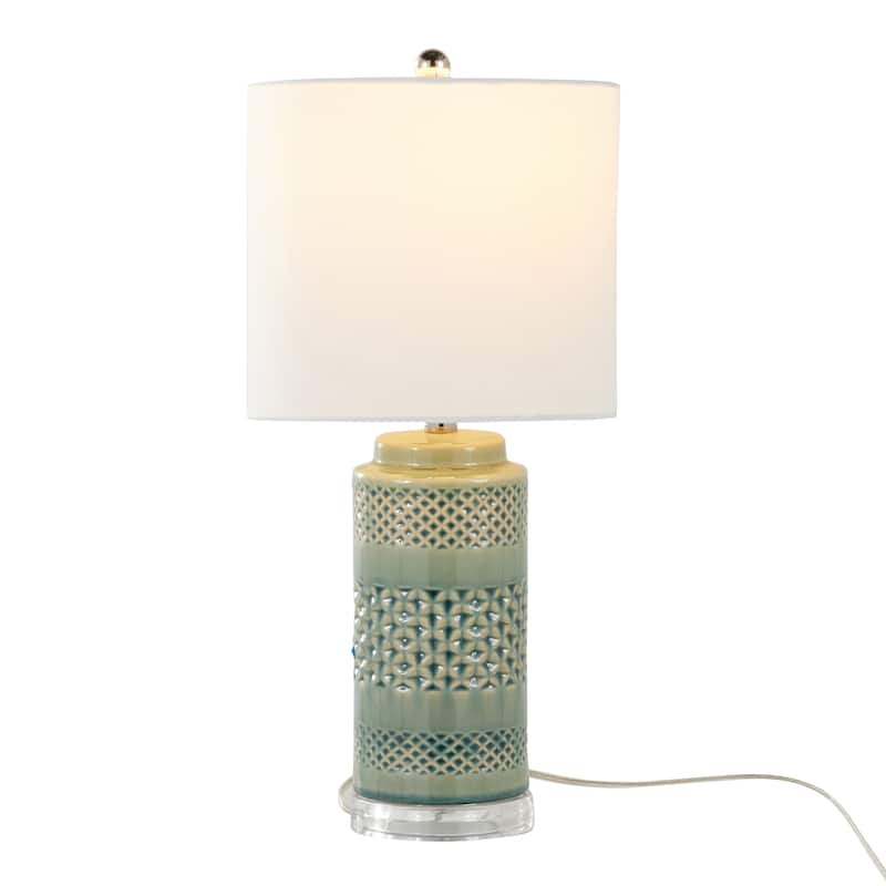 Casa 21" Ceramic Table Lamp w/ Cylindrical Base & Linen Shade (Set of 2)