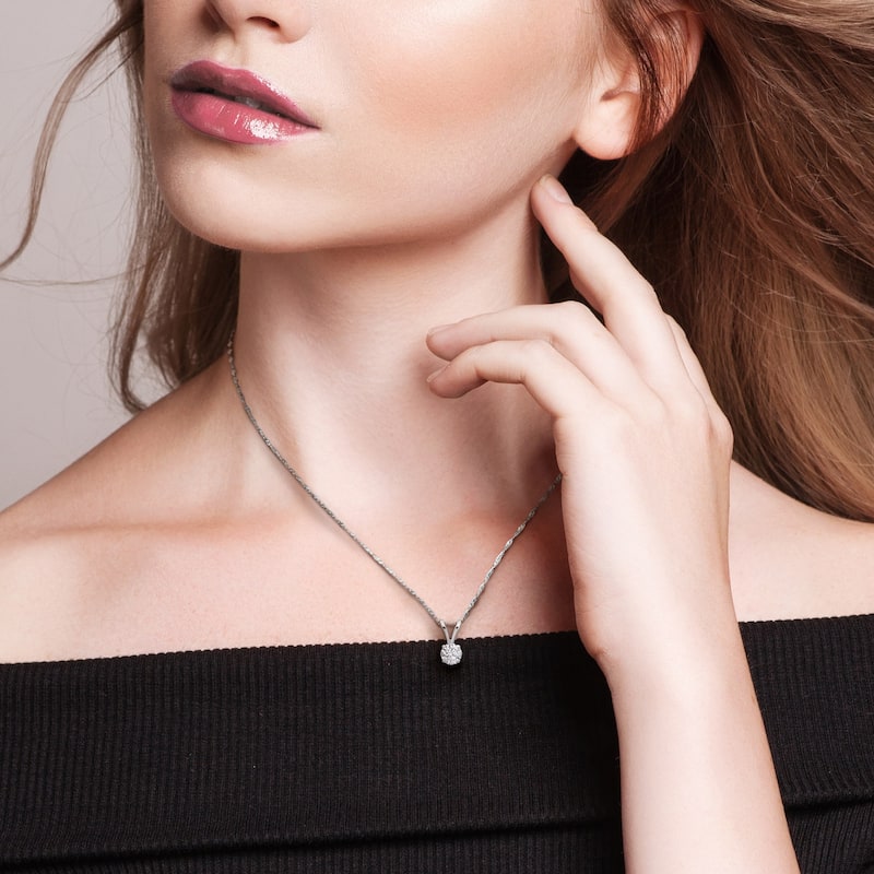 1/2ct TDW Lab-Grown Diamond Solitaire Pendant with Chain in 14k White Gold