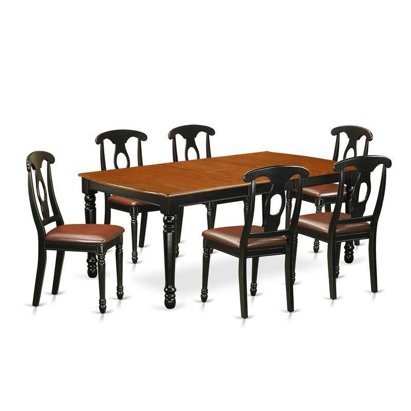 East West Furniture Dining Table Set- a Rectangle Dining Room Table and Kitchen Chairs, Black & Cherry (Pieces & Seat Option)