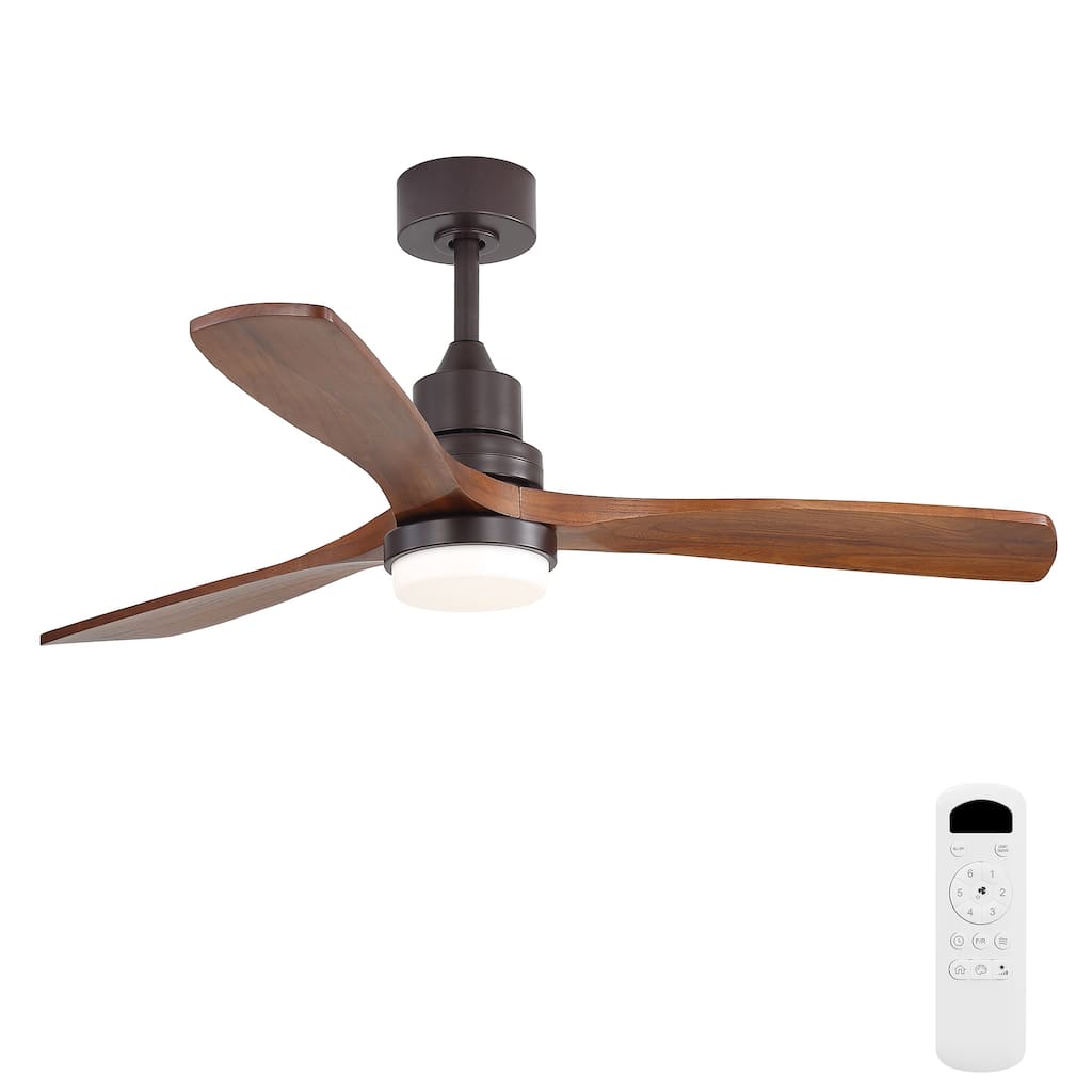52 Inch Ceiling Fan with LED Light - 3 Adjustable Color Temperatures, Memory Function - Coffee