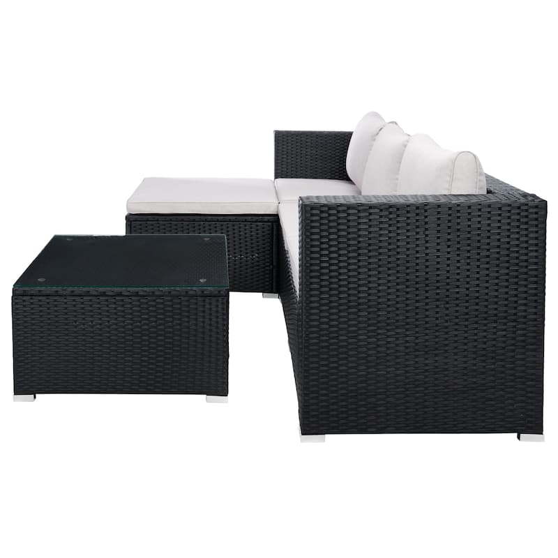 SAFAVIEH Outdoor Patio Furniture Lainey 3-Piece Sectional Conversation Set - 51W x 26D x 27H