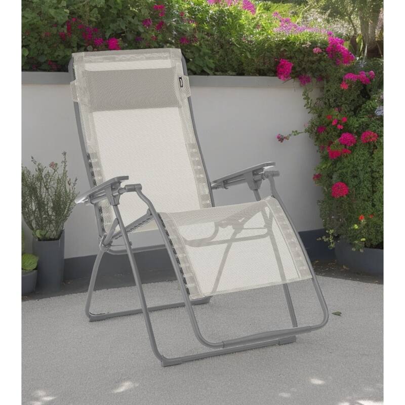 30 Inch Steel Outdoor Zero Gravity Chair with Cushion Sling Seat - 29.9” x 35.4” x 49.2” - Light-Grey