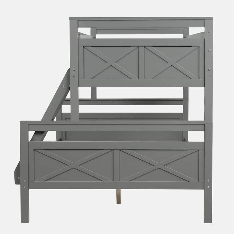 Twin over Full Bunk Bed with ladder, Safety Guardrail, Perfect for Bedroom