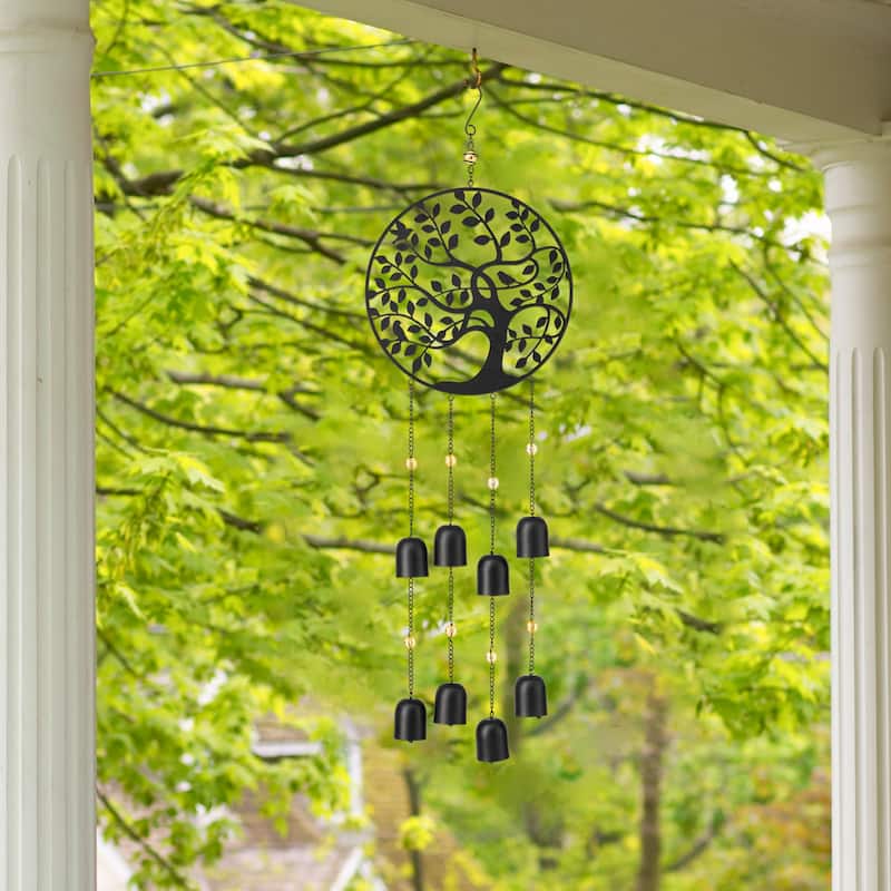 Glitzhome Set of 2 - 32"H Metal Tree of Life Windchime with Bells - 32''H