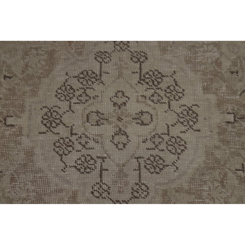 Tabriz Persian Vintage Rug Hand-Knotted Beige Oriental Wool Carpet - 8'2" x 11'2"
