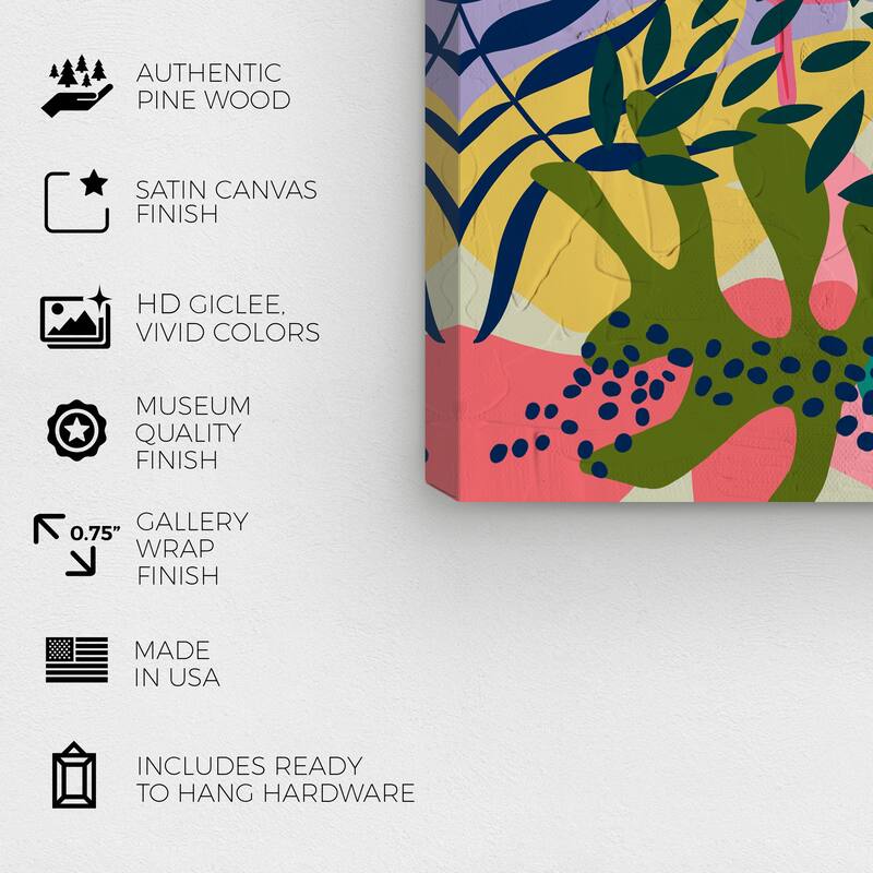 Wynwood Studio Canvas Floral and Botanical Plant life Party Pink and Modern & Contemporary Wall Art Canvas Print