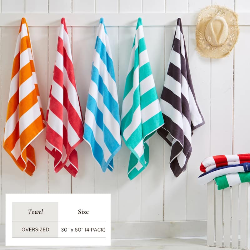 Linery & Co. Cotton Cabana Beach Towel, 4 Pack - 30" x 60"