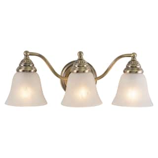 Standford 3-Light 19 in. W Antique Brass Gold Bathroom Vanity Lighting Fixture, White Alabaster Glass Shade, Dimmable Wall Mount