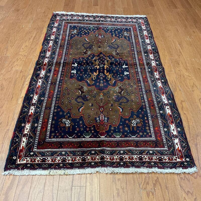 HERAT ORIENTAL HandKnotted Afghan Pictorial Wool Rug 3'10" x 6'10