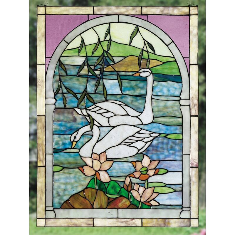 Meyda Tiffany Stained Glass Tiffany Window from the Water Flowers - Tiffany Glass