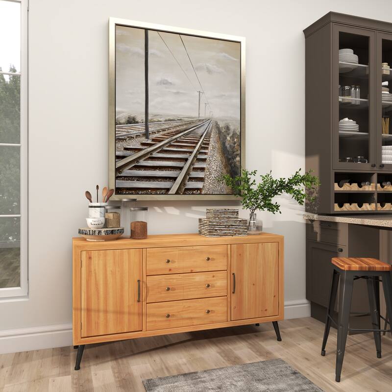Wooden 3 Drawers 1 Shelf and 2 Doors Sideboard - Light Brown - Roche River Decor