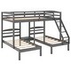 preview thumbnail 7 of 7, Pine Wood Full over Twin Bunk Bed with Triple Sleeping Space & Middle Drawer
