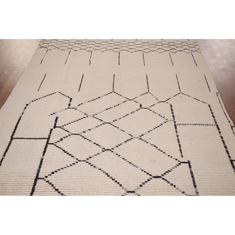 Moroccan Oriental Area Rug Handmade Stripe Wool Carpet - 5'11"x 10'0"