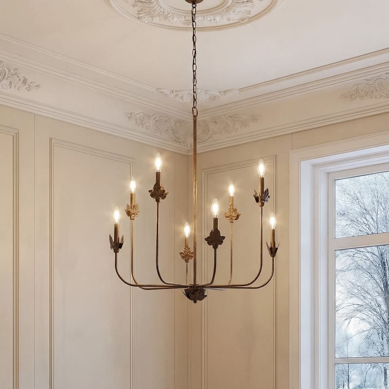 8-Light Rustic Industrial Chandelier with Adjustable 60'' Chain