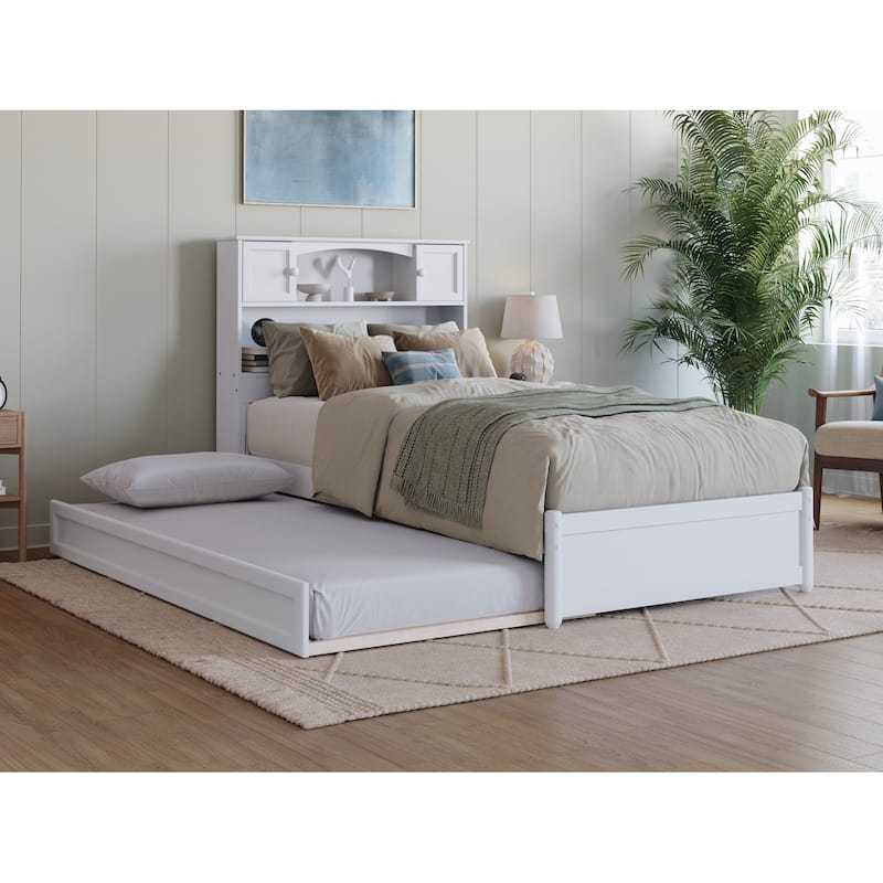 Hadley Platform Bed with Panel Footboard and Twin XL Trundle - White - Twin XL