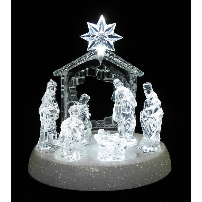 LED Lighted Christmas Nativity Scene - 7.5" - Pure White