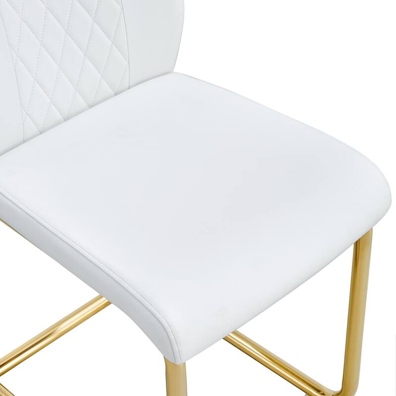 Modern dining room chairs, and golden leg cushioned chairs made of artificial leather, suitable for kitchens Set of 4