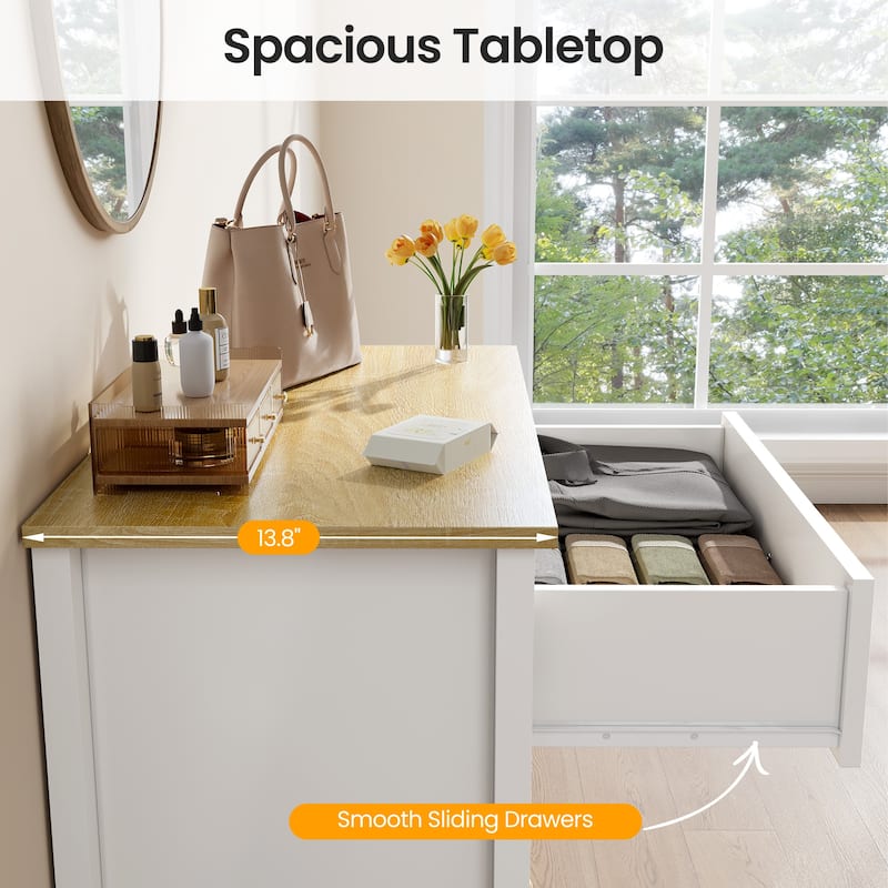 Large 3 Drawer Nightstand with Solid Wood Knobs