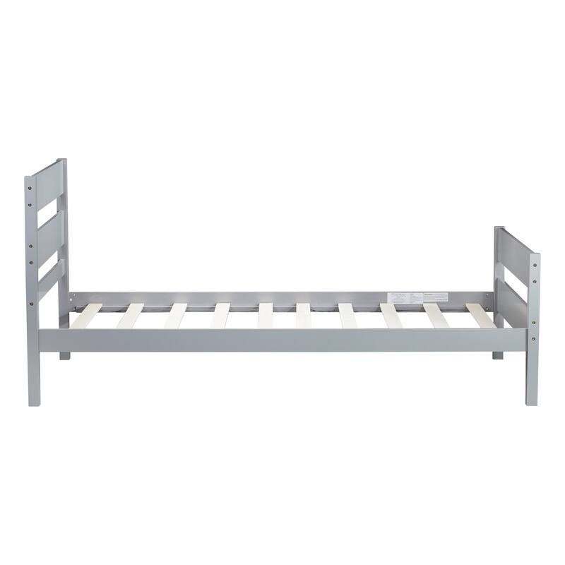 Twin Size Platform Bed with Headboard and Footboard, Rubber Wood