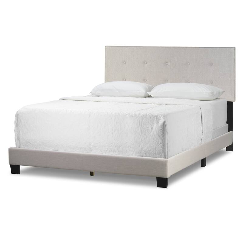 Auryon Fabric Queen Bed with Button Tufting - Beige