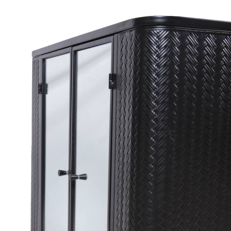 Wall-Mounted Bathroom Cabinet with Mirror, 2 Mirrored Doors & Open Shelf, Metal Frame Storage Cabinet with Open Compartment