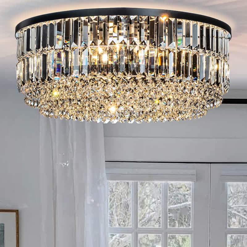 Modern Glam Tier Crystal Flush Mount Ceiling Light