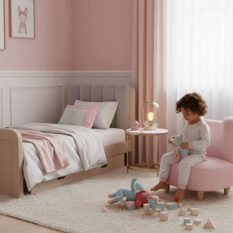 Aria Home Pink Teddy Bear Kids Chair with Cozy Foam Seat