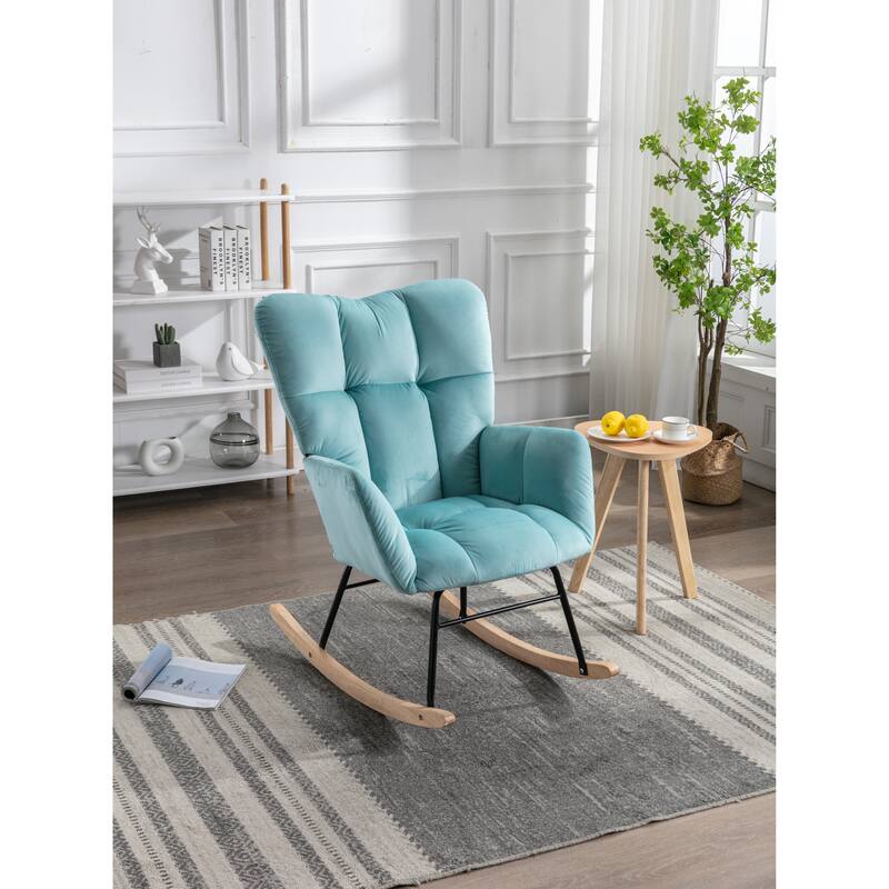 31.5" High Back Buttons Tufted Rocking Chair