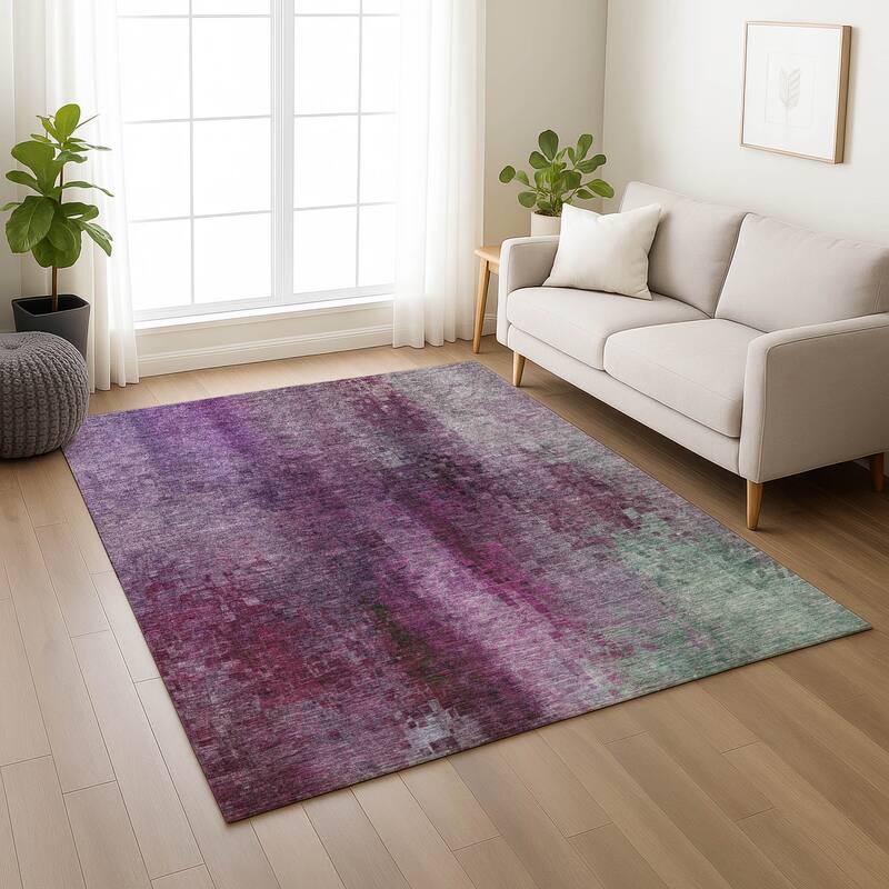 Machine Washable Indoor/ Outdoor Abstract Ombre Chantille Rug