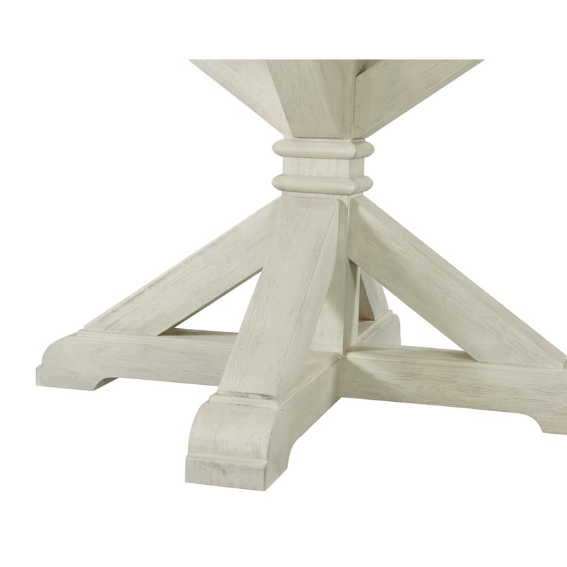 Roundhill Furniture Harola 7-Piece Dining Set, Round Pedestal Dining Table with 18" Leaf, 6 Side Chairs