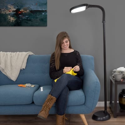 Trademark Home Adjustable Floor Lamp with Bendable Neck, Beige