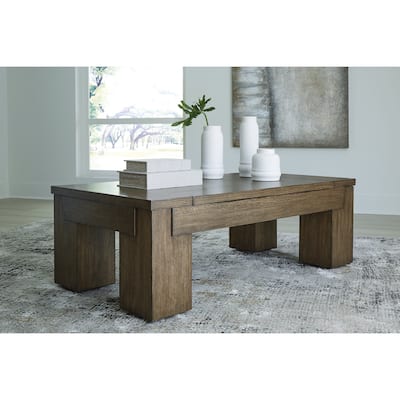 Signature Design by Ashley Rosswain Brown Lift-Top Coffee Table - 54"W x 28"D x 18"H