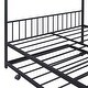 preview thumbnail 12 of 11, Full Size Metal House Bed with Twin Trundle & Slats, Kids Bed Frame with Headboard and Footboard, for Kids, Girls, Boys, Black
