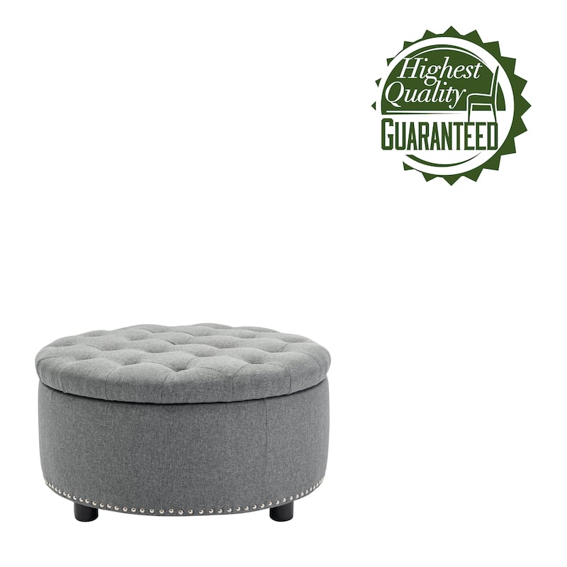 Porthos Home Nala Fabric Round Storage Ottoman