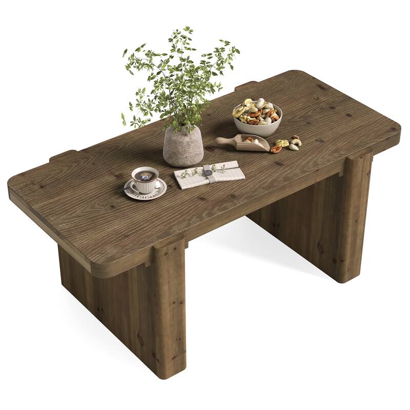 47-Inch Coffee Table, Farmhouse Solid Wood Center Table