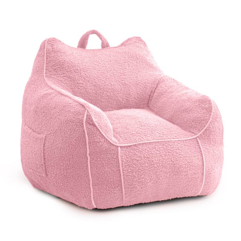 Kids Bean Bag Chair,Sherpa Bean Bag Sofa Couch with Decorative Edges