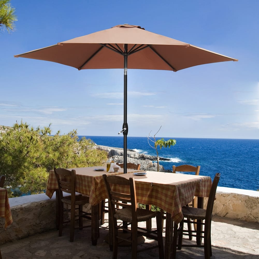 Ainfox 9ft Outdoor Patio Umbrella Multi-color Crank Lift Without Base