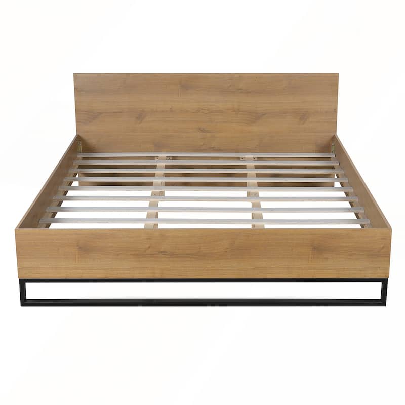 Modern Elegant Wood Metal Bed Frame