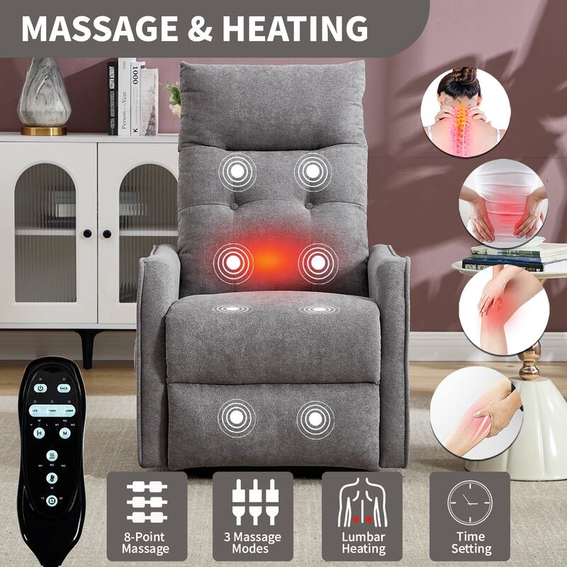 Single Motor Power Lift Recliner with USB Port and 155 Degree Recline
