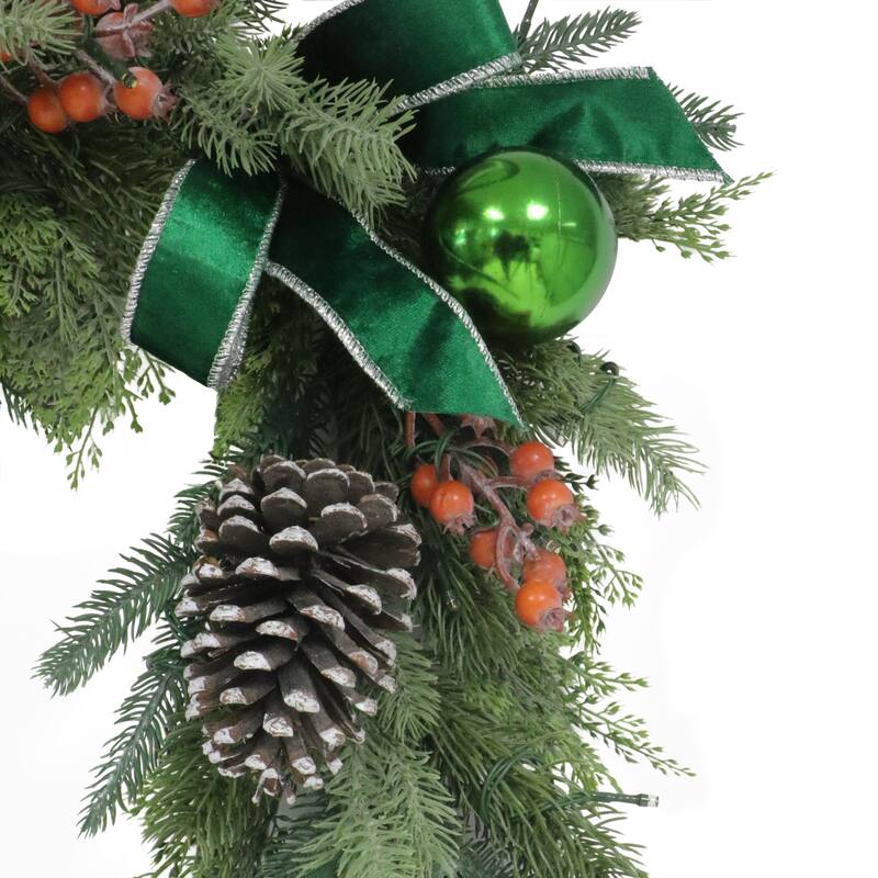 Puleo International 6' x 10" Pre-Lit Battery-Operated Adorned Garland